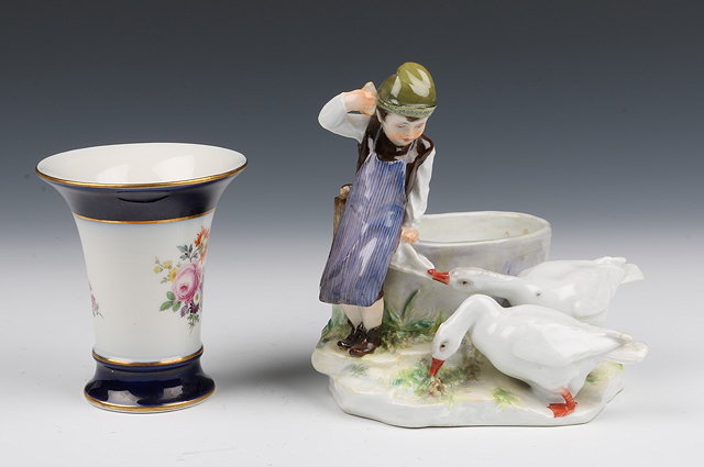 Appraisal: A MEISSEN PORCELAIN MODEL of a goose boy the boy