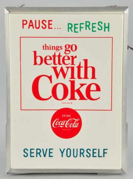 Appraisal: Plastic Metal Coca-Cola Lighted Sign Description s Made by Benco