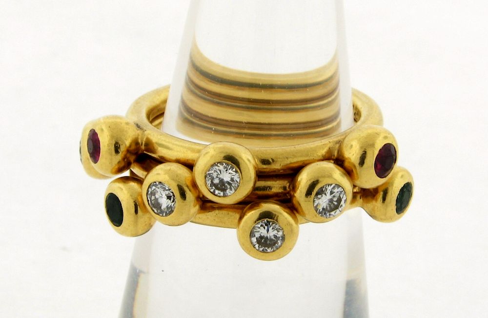 Appraisal: Three Vintage Tiffany Co Paloma Picasso Gem Set Stacking Rings