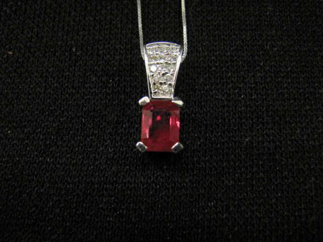 Appraisal: Ruby Diamond Pendant carat rectangular gem with diamonds above k