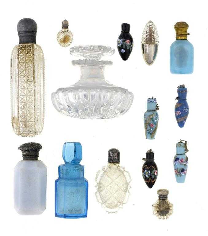 Appraisal: NINE VICTORIAN AND CONTINENTAL SILVER-MOUNTED AND OTHER GLASS SCENT BOTTLES