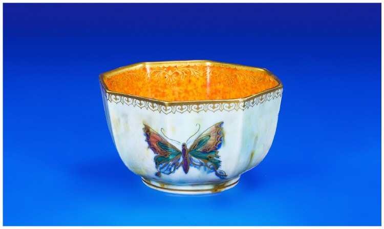 Appraisal: Wedgwood Octagonal Butterfly Lustre Bowl Full marks to base stands