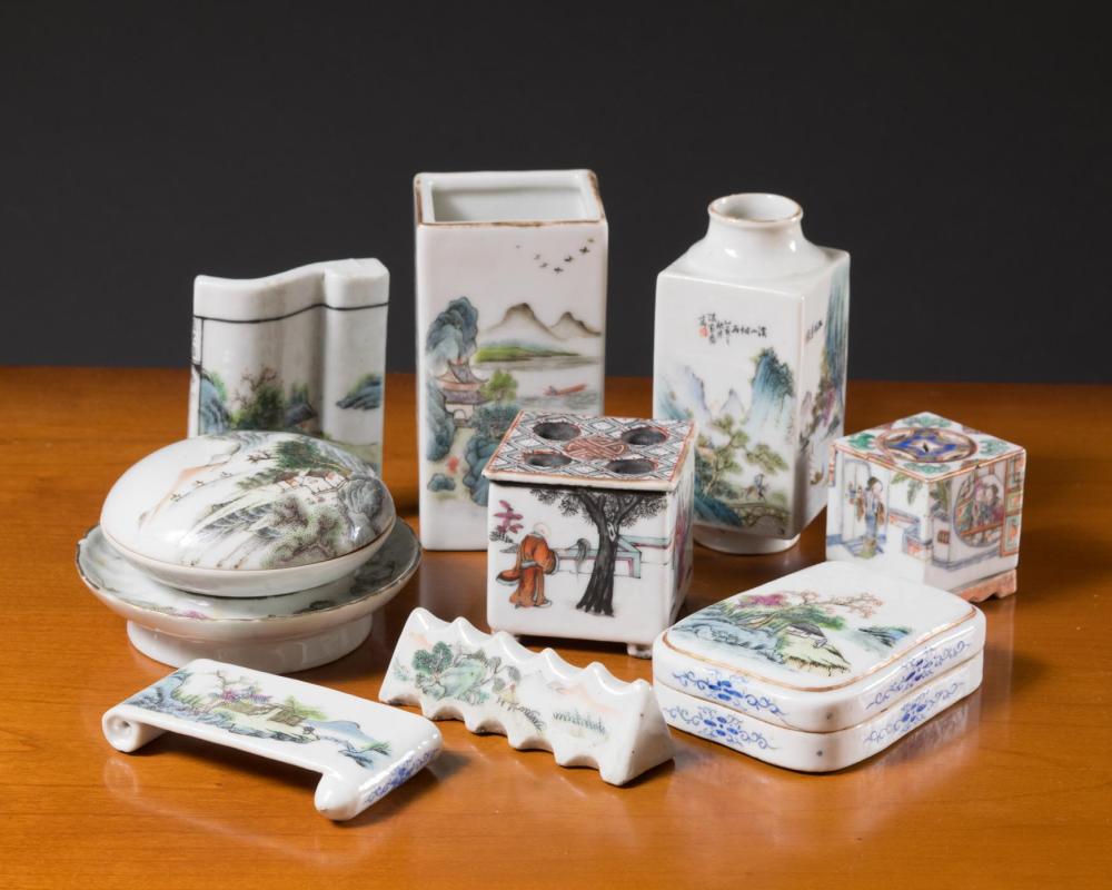 Appraisal: COLLECTION OF TEN CHINESE PORCELAIN ITEMS each hand painted underglaze