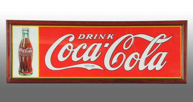 Appraisal: Embossed Tin Coca-Cola Sign Description Shows bottle on left Nicely