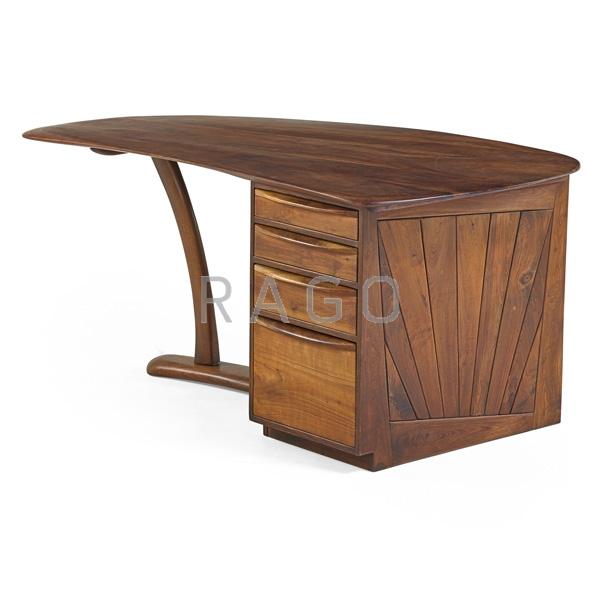 Appraisal: WHARTON ESHERICK Desk Condition Report Features four drawers shaped top