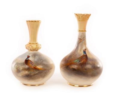 Appraisal: Two Royal Worcester vases each with narrow blush ivory neck