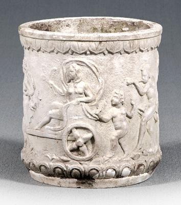 Appraisal: Relief-decorated garden urn concrete or cast stone with relief decoration