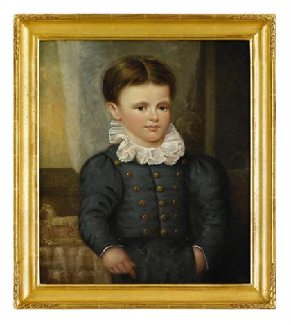 Appraisal: American School th century portrait of a boy with horse