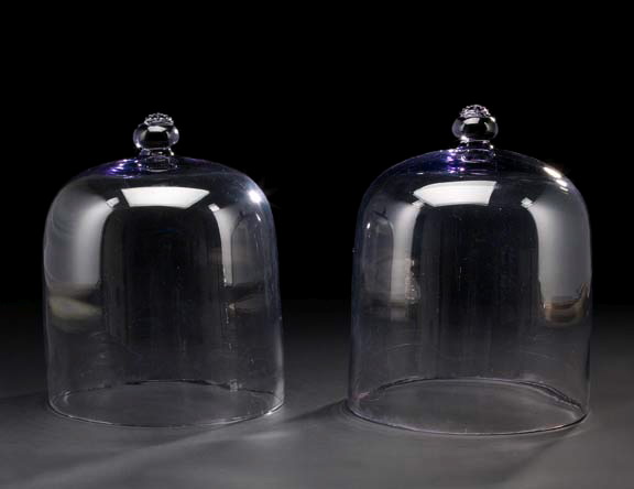 Appraisal: Large Pair of French Blown Pale Amethyst Glass Garden Cloches