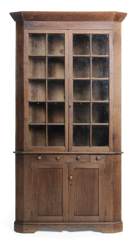 Appraisal: Southern Walnut Federal Corner Cupboard attributed to Fairfield County South