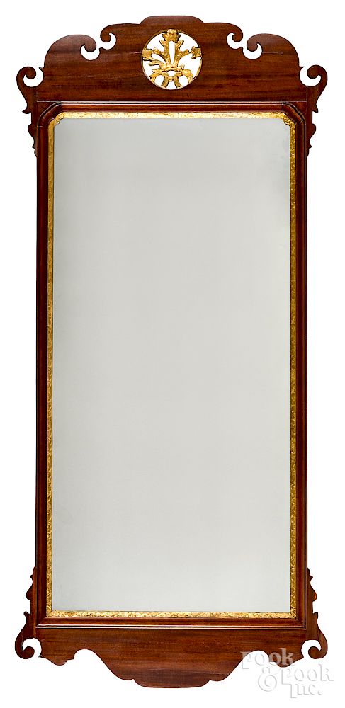 Appraisal: Philadelphia Chippendale mahogany looking glass Exclusive on Bidsquare Philadelphia Chippendale