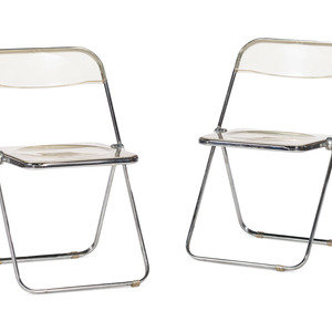 Appraisal: A Pair of Italian Lucite Folding Chairs th Century Height