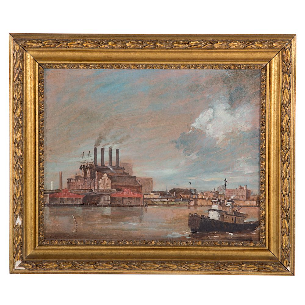 Appraisal: Earl Hofmann Baltimore Harbor oil on canvas Earl Francis Hofmann