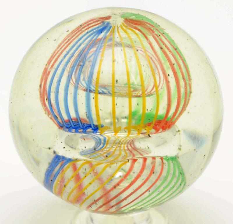 Appraisal: Rare -Color Single Pontil Birdcage Marble Very well-made marble with