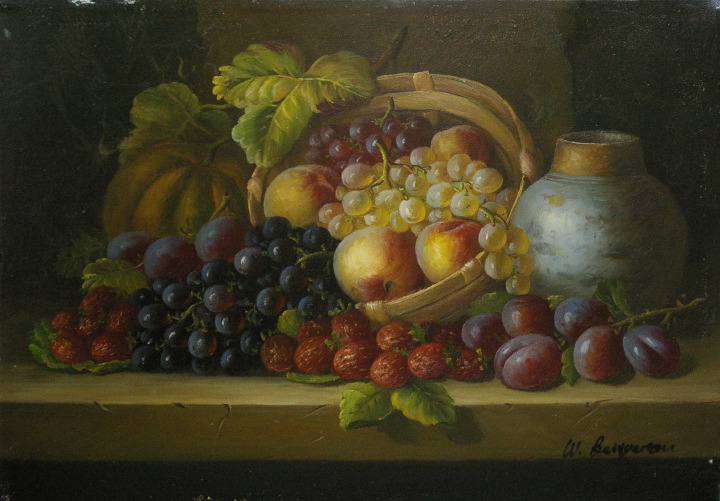 Appraisal: American School st Century Still Life with Summer Fruit in