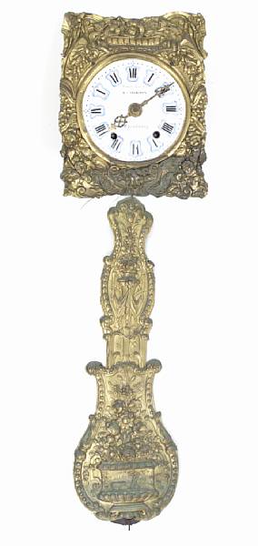 Appraisal: A French gilt metal mobilier clock height in width in