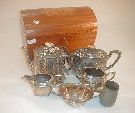 Appraisal: A quantity of EPNS tableware and a mahogany box with