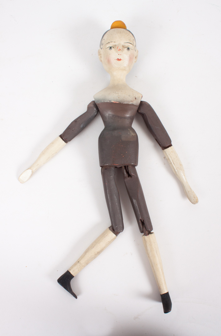 Appraisal: Dutch painted wood tuck-and-comb jointed doll late th early th