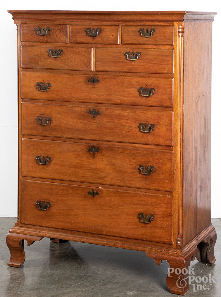 Appraisal: Pennsylvania Chippendale walnut tall chest Pennsylvania Chippendale walnut tall chest