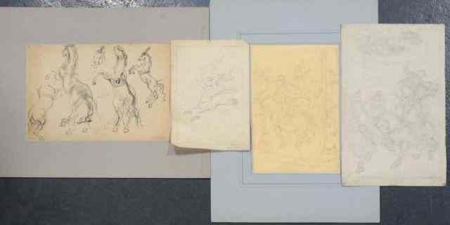 Appraisal: BLOOM Hyman Drawings on Paper ofCircus Scenes Pencil sketch of