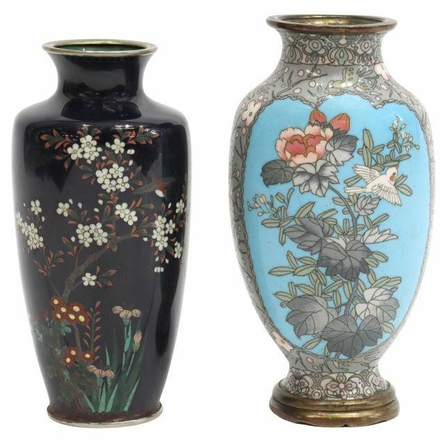 Appraisal: lot of Japanese cloisonne enamel vases including baluster-form vase floral