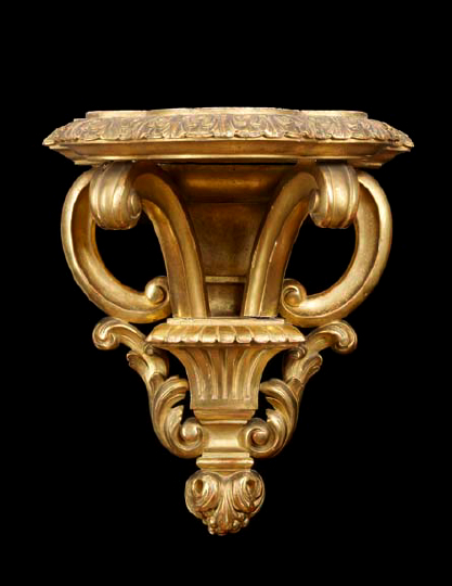 Appraisal: French Carved Giltwood Serpentine-Edged Bracket Shelf in the Louis XIV