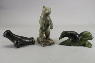 Appraisal: Inuit Stone Animal Carvings of two seals and a bear