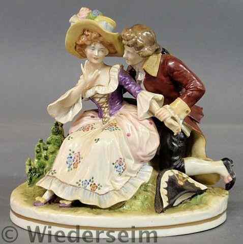 Appraisal: German porcelain figural group of a courting couple by Scheibe-Alsbach