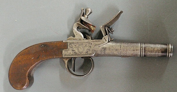 Appraisal: Continental flintlock pistol probably Belgian with engraved trigger lock and