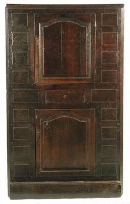 Appraisal: A George III oak stand corner cupboard with two arched