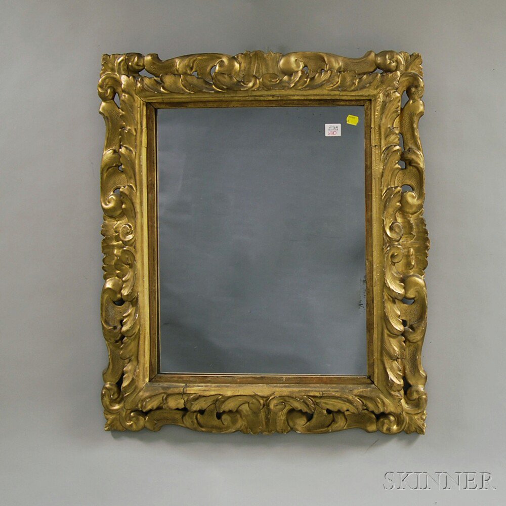 Appraisal: Rococo-style Gilt-gesso Mirror lg wd in Estimate - the rabbet