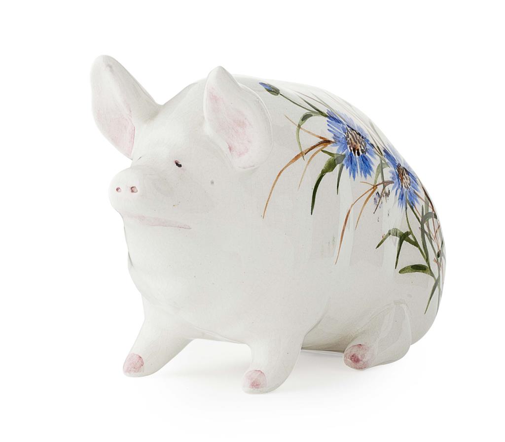 Appraisal: WEMYSS WARE A SMALL 'BLUE CARNATIONS' PIG FIGURE POST decorated