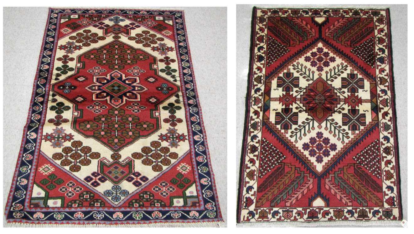 Appraisal: TWO HAND KNOTTED PERSIAN TRIBAL AREA RUGS Hamadan tribal villages