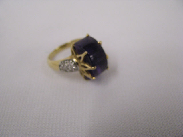 Appraisal: Amethyst Diamond Ring half wheel shaped deco style k yellow