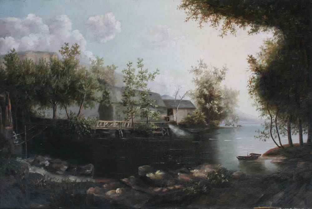 Appraisal: TH CENTURY RIVER LANDSCAPE Oil Canvas '' x '' no