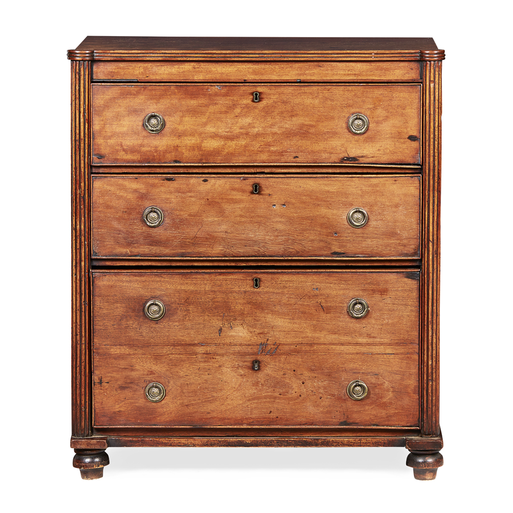 Appraisal: LATE REGENCY MAHOGANY CHEST OF DRAWERS EARLY TH CENTURY the