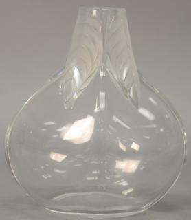 Appraisal: Lalique crystal bud vase with frosted leaves ht Lalique crystal