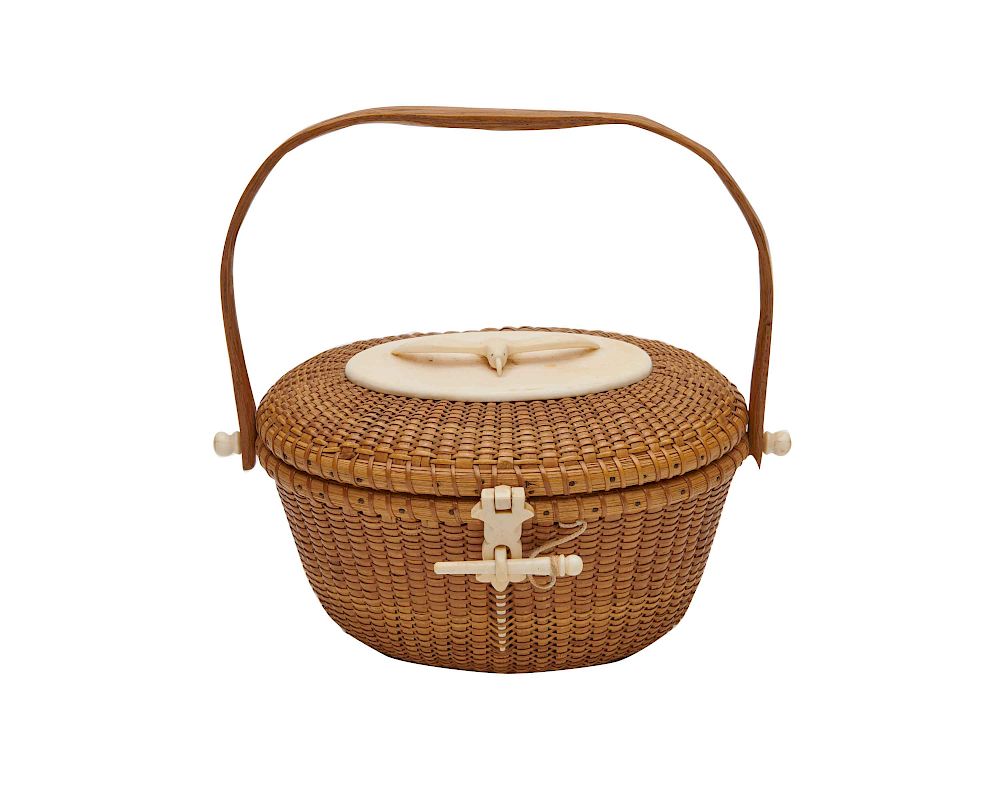 Appraisal: Nantucket Friendship Basket Purse Jose Formoso Reyes Nantucket Friendship Basket