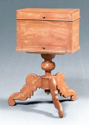 Appraisal: Paint-decorated sugar box on stand pine throughout with dovetailed construction