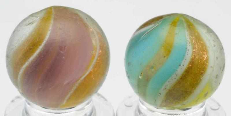 Appraisal: Lot of Ribbon Glass Lutz Marbles Includes one yellow and