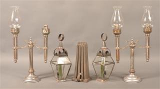 Appraisal: Grouping of Antique and Vintage Candle Lights Including a pair