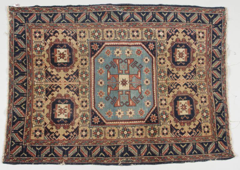 Appraisal: Antique Estate Shirvan Rug circa central medallion on light blue