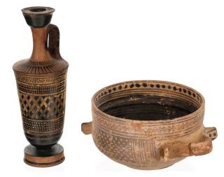 Appraisal: A PAIR OF ANTIQUITIES INCLUDING A LEKYTHOS AND A BOWL