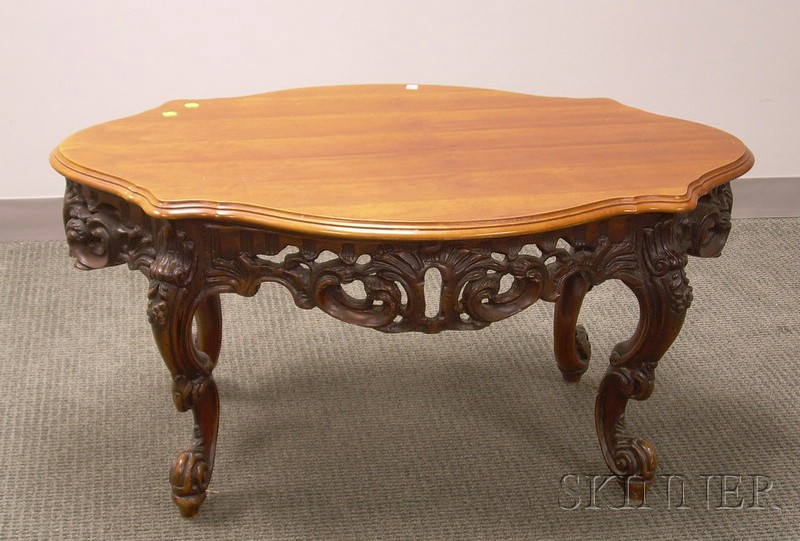 Appraisal: Rococo-style Carved Walnut Coffee Table ht lg in