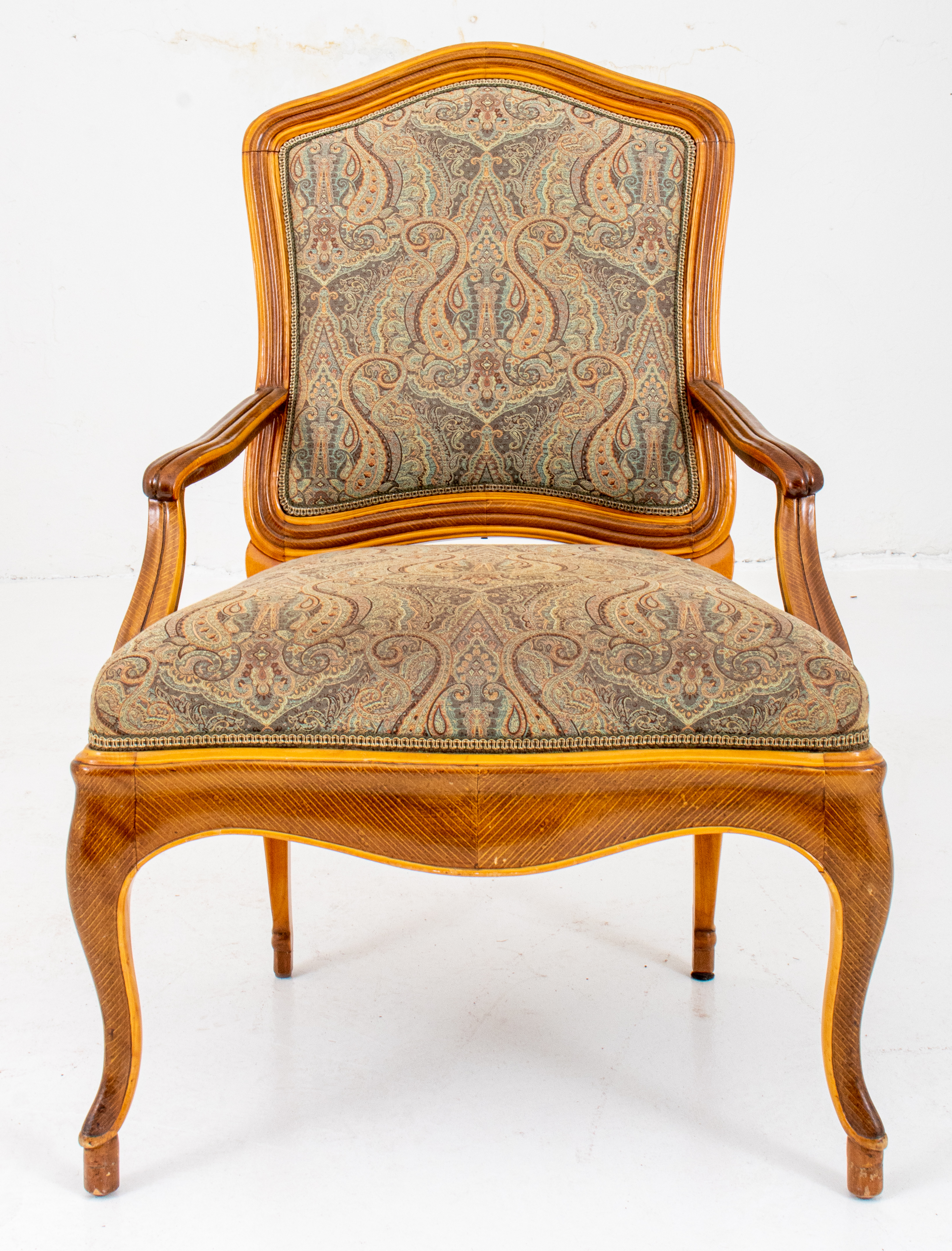 Appraisal: LOUIS XV STYLE ARMCHAIR Louis XV style chair or 'fauteuil