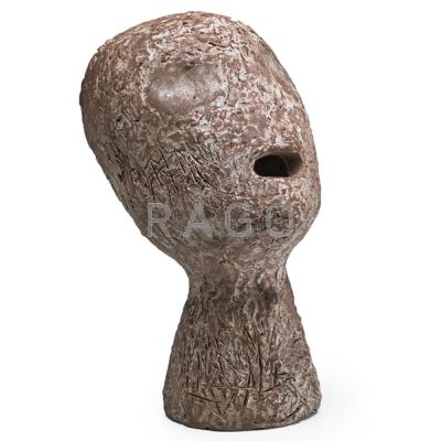 Appraisal: DANIEL RHODES - Glazed stoneware abstract head sculpture Alfred NY