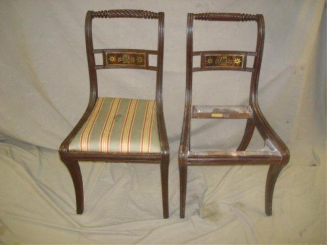 Appraisal: Pair of Regency Brass Inlaid Side Chairs As is-needing work