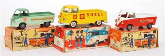 Appraisal: THREE TEKNO VW PICK UPS one red and white with