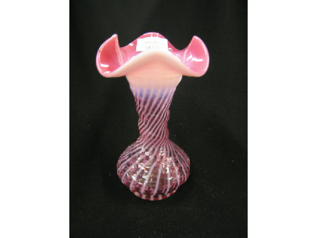 Appraisal: Cranberry Opalescent Art Glass Vase swirl decor