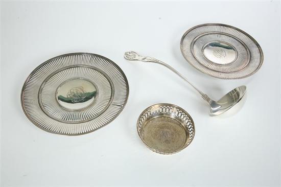 Appraisal: FOUR PIECES STERLING SILVER Two reticulated plates monogrammed CKD and